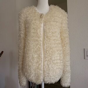 VINTAGE THICK FLUFFY CREAM EXTRA SOFT LONG SLEEVE CARDIGAN